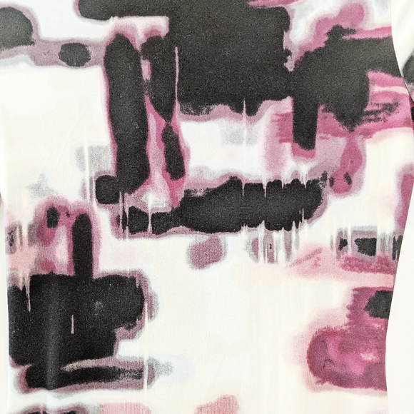 Vera Wang bodycon abstract midi long sleeve drrss - Picture 3 of 6